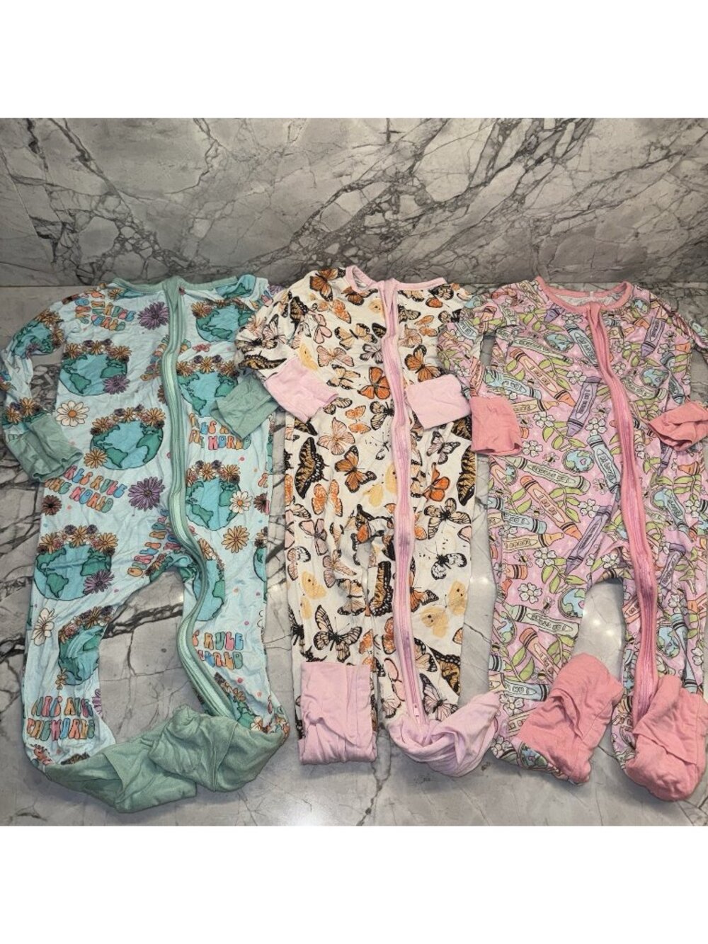 Baby Girls 18/24 Months Sleepers Lot Bundle One Pieces Bamboo Viscose Spandex